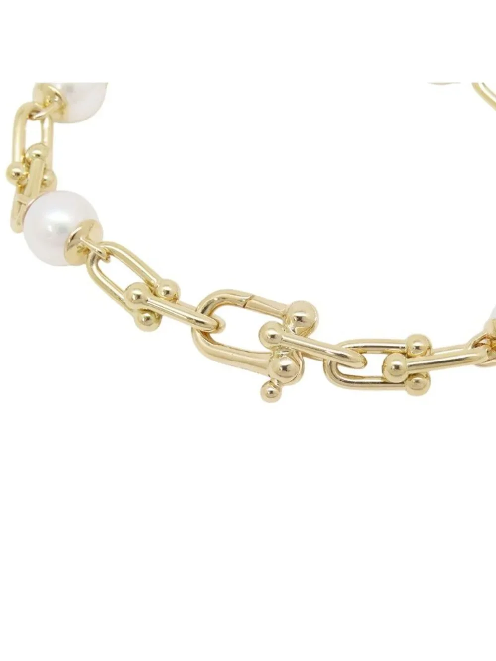 Tiffany & Co Bracelet HardWear Link Pearl Large Fresh Water 18k Yellow Gold